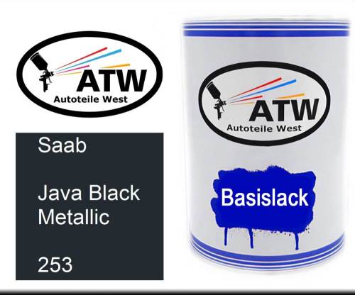 Saab, Java Black Metallic, 253: 500ml Lackdose, von ATW Autoteile West.